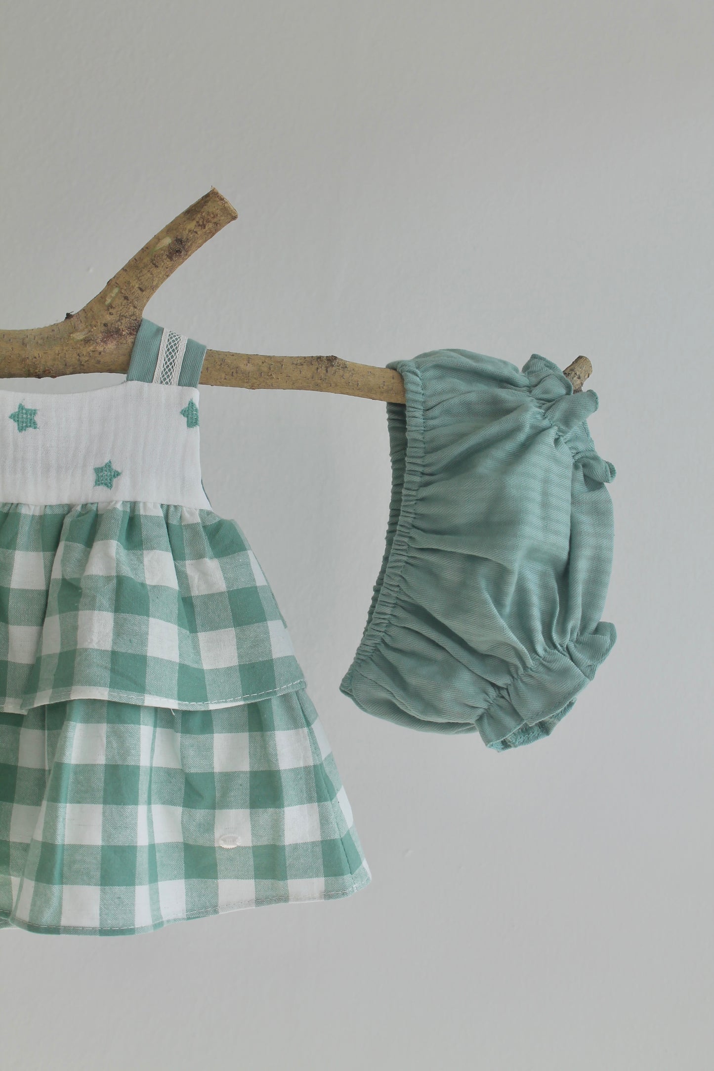 Stars Plaid Dress & Bloomer