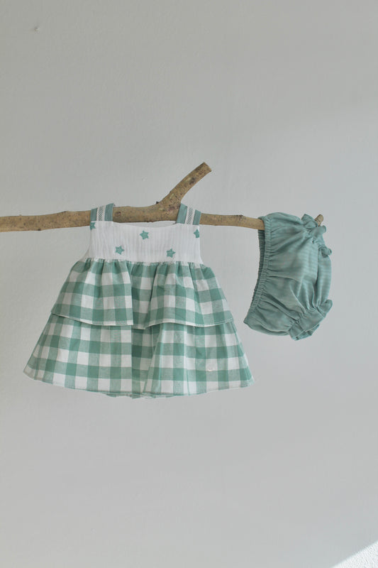 Stars Plaid Dress & Bloomer