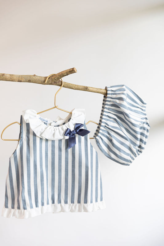 Girls blue stripes set