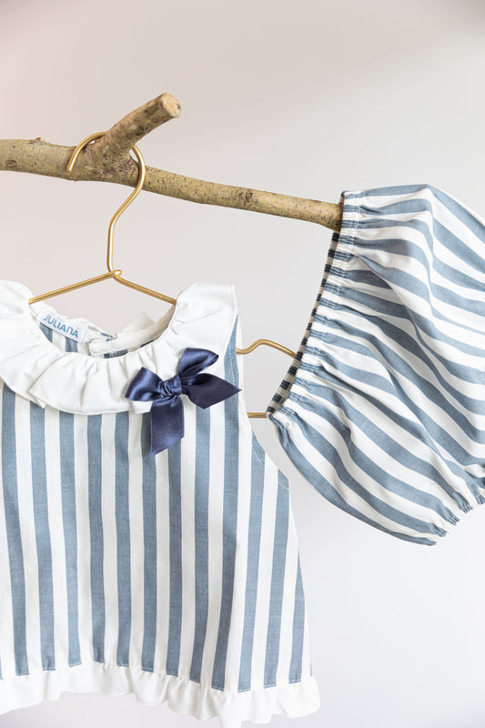 Girls blue stripes set